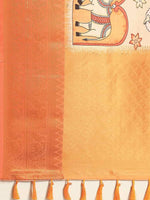 Thumbnail for Peach Art Silk Printed Kalamkari Saree with Unstitched Blouse - Hiral Fashion - Distacart