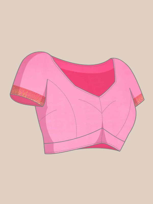 Blue Art Silk Printed Kalamkari Saree with Unstitched Blouse - Hiral Fashion - Distacart