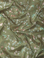 Thumbnail for Olive Pure Silk Digital Print Floral Saree with Unstitched Blouse - Hiral Fashion - Distacart