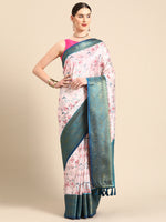 Thumbnail for Light Pink Pure Silk Digital Print Floral Saree with Unstitched Blouse - Hiral Fashion - Distacart