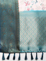 Thumbnail for Light Pink Pure Silk Digital Print Floral Saree with Unstitched Blouse - Hiral Fashion - Distacart