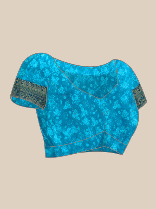 Light Pink Pure Silk Digital Print Floral Saree with Unstitched Blouse - Hiral Fashion - Distacart