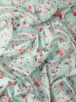 Thumbnail for Green Pure Silk Digital Print Floral Saree with Unstitched Blouse - Hiral Fashion - Distacart