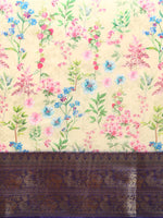 Thumbnail for Multicolor Pure Silk Digital Print Floral Saree with Unstitched Blouse - Hiral Fashion - Distacart