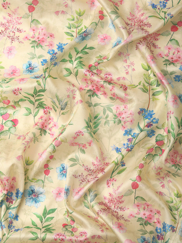 Multicolor Pure Silk Digital Print Floral Saree with Unstitched Blouse - Hiral Fashion - Distacart