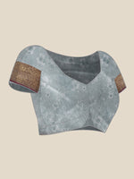 Thumbnail for Gray Pure Silk Digital Print Floral Saree with Unstitched Blouse - Hiral Fashion - Distacart