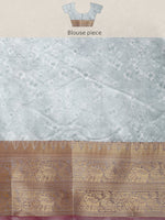 Thumbnail for Gray Pure Silk Digital Print Floral Saree with Unstitched Blouse - Hiral Fashion - Distacart