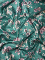 Thumbnail for Turquoise Pure Silk Digital Print Floral Saree with Unstitched Blouse - Hiral Fashion - Distacart