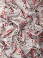 Thumbnail for Gray Pure Silk Digital Print Floral Saree with Unstitched Blouse - Hiral Fashion - Distacart