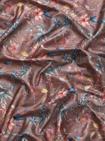 Thumbnail for Brown Pure Silk Digital Print Floral Saree with Unstitched Blouse - Hiral Fashion - Distacart