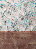 Thumbnail for Multicolor Pure Silk Digital Print Floral Saree with Unstitched Blouse - Hiral Fashion - Distacart