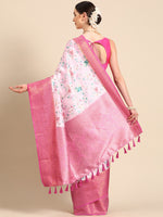 Thumbnail for Pink Pure Silk Digital Print Floral Saree with Unstitched Blouse - Hiral Fashion - Distacart