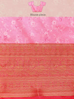 Thumbnail for Pink Pure Silk Digital Print Floral Saree with Unstitched Blouse - Hiral Fashion - Distacart