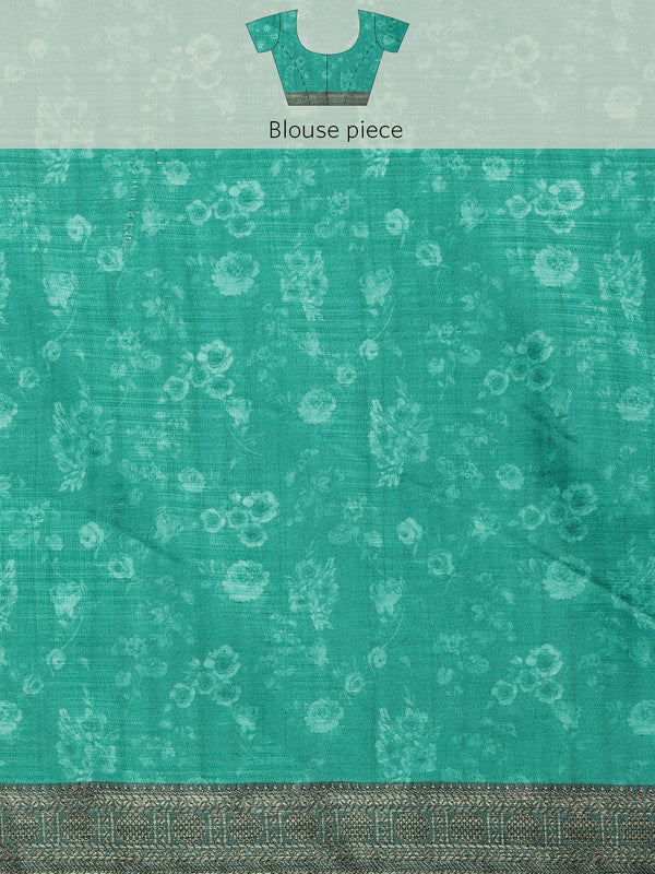 Gray Pure Silk Digital Print Floral Saree with Unstitched Blouse - Hiral Fashion - Distacart