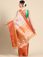 Thumbnail for Peach Pure Silk Digital Print Floral Saree with Unstitched Blouse - Hiral Fashion - Distacart