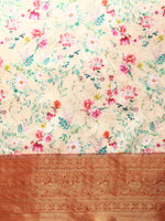Thumbnail for Multicolor Pure Silk Digital Print Floral Saree with Unstitched Blouse - Hiral Fashion - Distacart
