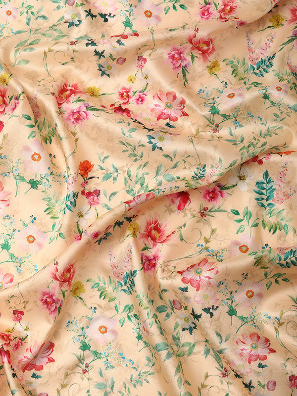 Multicolor Pure Silk Digital Print Floral Saree with Unstitched Blouse - Hiral Fashion - Distacart