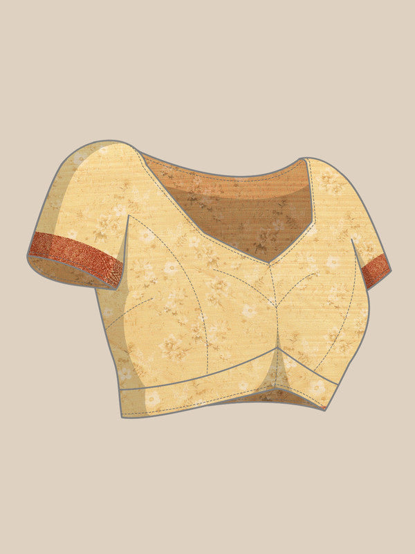 Multicolor Pure Silk Digital Print Floral Saree with Unstitched Blouse - Hiral Fashion - Distacart