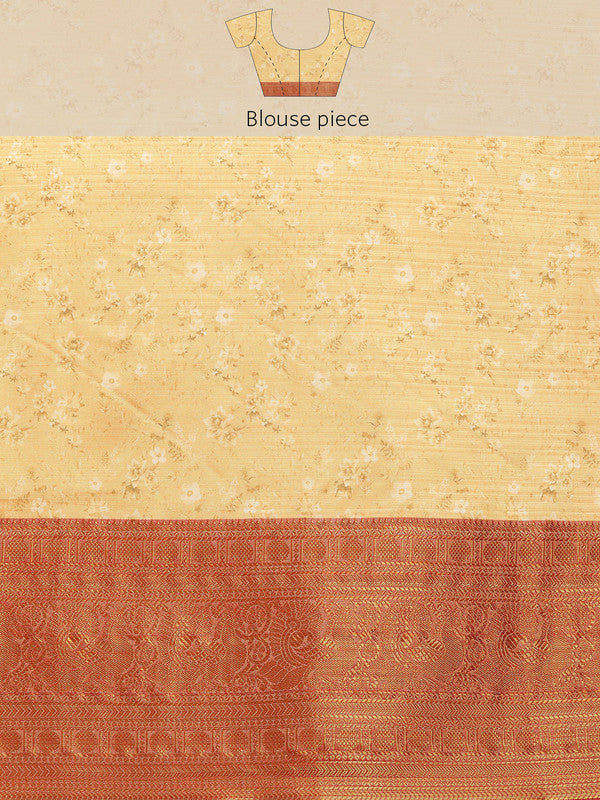 Multicolor Pure Silk Digital Print Floral Saree with Unstitched Blouse - Hiral Fashion - Distacart