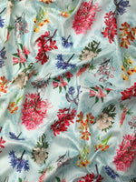 Thumbnail for Sky Blue Pure Silk Digital Print Floral Saree with Unstitched Blouse - Hiral Fashion - Distacart