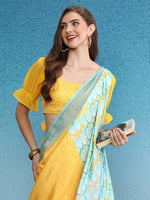 Thumbnail for Multicolor Tusser Silk Digital Print Solid Saree with Unstitched Blouse - Hiral Fashion - Distacart