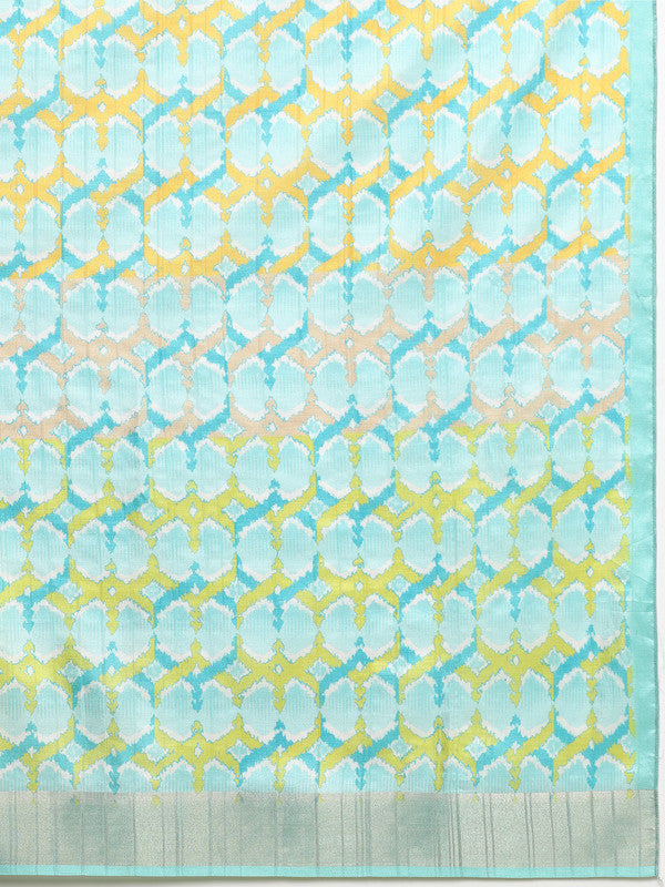 Multicolor Tusser Silk Digital Print Solid Saree with Unstitched Blouse - Hiral Fashion - Distacart