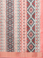 Thumbnail for Multicolor Tusser Silk Digital Print Abstract Saree with Unstitched Blouse - Hiral Fashion - Distacart