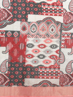 Thumbnail for Multicolor Tusser Silk Digital Print Abstract Saree with Unstitched Blouse - Hiral Fashion - Distacart