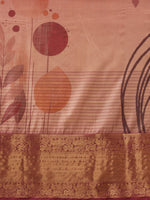 Thumbnail for Peach Tusser Silk Digital Print Striped Saree with Unstitched Blouse - Hiral Fashion - Distacart