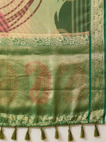 Thumbnail for Multicolor Tusser Silk Digital Print Striped Saree with Unstitched Blouse - Hiral Fashion - Distacart