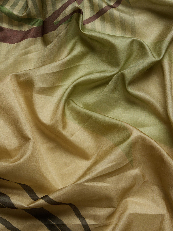 Multicolor Tusser Silk Digital Print Striped Saree with Unstitched Blouse - Hiral Fashion - Distacart