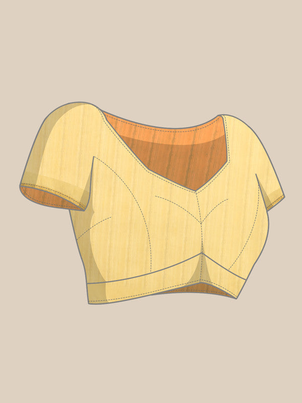 Mustard Cotton Blend Digital Print Striped Saree with Unstitched Blouse - Hiral Fashion - Distacart