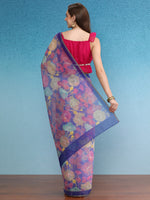 Thumbnail for Multicolor Cotton Blend Digital Print Floral Saree with Unstitched Blouse - Hiral Fashion - Distacart