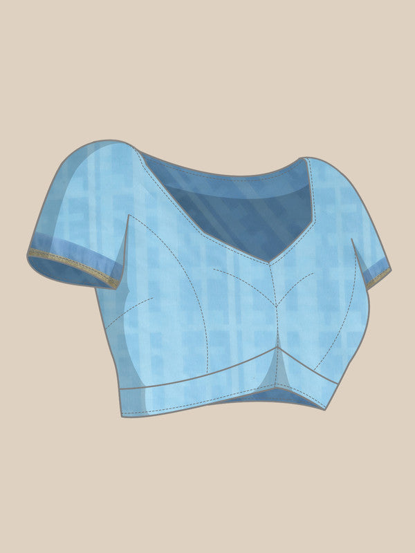 Multicolor Cotton Blend Digital Print Geomatric Saree with Unstitched Blouse - Hiral Fashion - Distacart