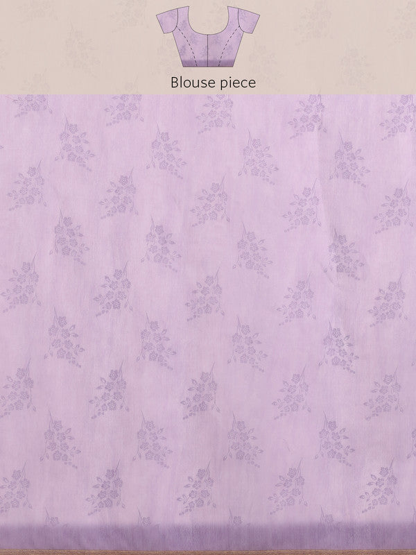 Purple Cotton Blend Digital Print Floral Saree with Unstitched Blouse - Hiral Fashion - Distacart