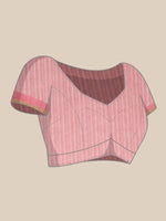 Thumbnail for Red Cotton Blend Digital Print Striped Saree with Unstitched Blouse - Hiral Fashion - Distacart