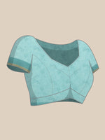 Thumbnail for Turquoise Cotton Blend Digital Print Floral Saree with Unstitched Blouse - Hiral Fashion - Distacart