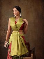 Thumbnail for Red Kanjeevaram Silk Digital Print Floral Saree with Unstitched Blouse - Hiral Fashion - Distacart