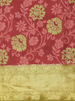 Thumbnail for Red Kanjeevaram Silk Digital Print Floral Saree with Unstitched Blouse - Hiral Fashion - Distacart