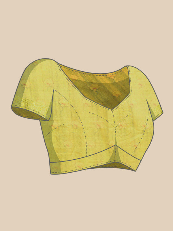 Sky Blue Munga Silk Digital Print Floral Saree with Unstitched Blouse - Hiral Fashion - Distacart