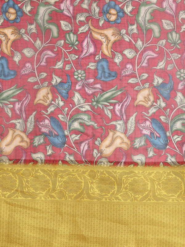 Maroon Munga Silk Digital Print Floral Saree with Unstitched Blouse - Hiral Fashion - Distacart