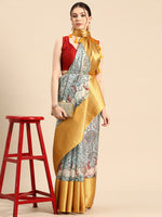 Thumbnail for Gray Munga Silk Digital Print Animal Print Saree with Unstitched Blouse - Hiral Fashion - Distacart