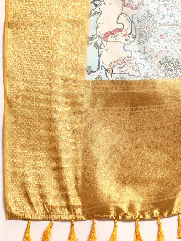 Gray Munga Silk Digital Print Animal Print Saree with Unstitched Blouse - Hiral Fashion - Distacart