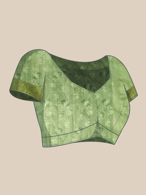 Navy Blue Munga Silk Digital Print Floral Saree with Unstitched Blouse - Hiral Fashion - Distacart