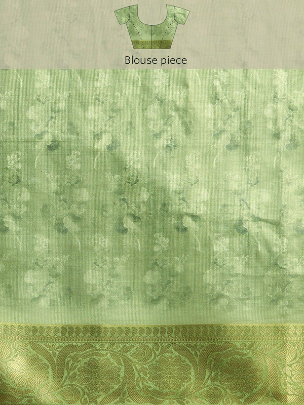 Navy Blue Munga Silk Digital Print Floral Saree with Unstitched Blouse - Hiral Fashion - Distacart