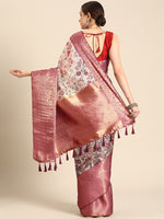 Thumbnail for Beige Munga Silk Digital Print Floral Saree with Unstitched Blouse - Hiral Fashion - Distacart