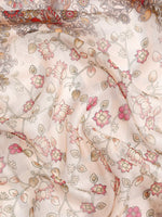 Thumbnail for Beige Munga Silk Digital Print Floral Saree with Unstitched Blouse - Hiral Fashion - Distacart