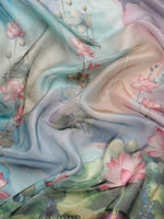 Thumbnail for Multicolor Munga Silk Digital Print Floral Saree with Unstitched Blouse - Hiral Fashion - Distacart