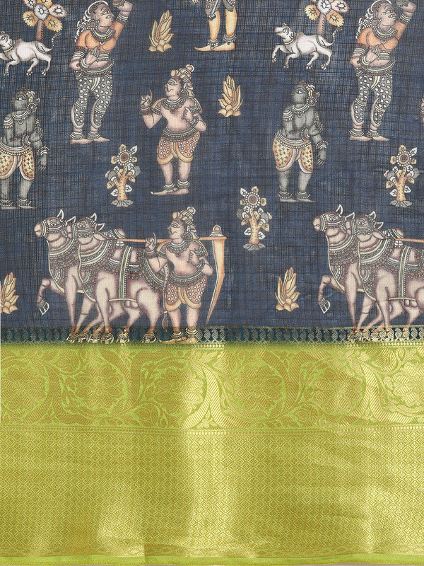 Gray Munga Silk Digital Print Floral Saree with Unstitched Blouse - Hiral Fashion - Distacart