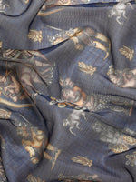 Thumbnail for Gray Munga Silk Digital Print Floral Saree with Unstitched Blouse - Hiral Fashion - Distacart